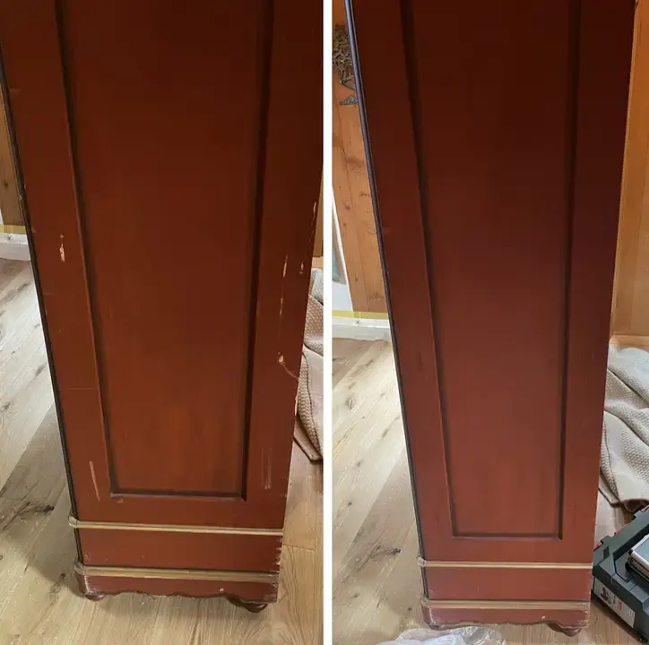 Restaurierter antiker Mahagoni-Schrank mit neuer Schellack-Politur