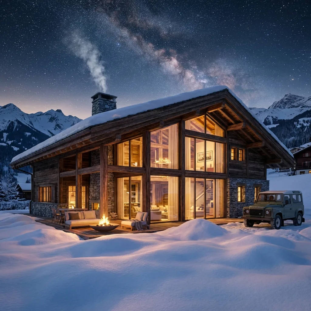 Chalet wooden facade in Gstaad after care and UV impregnation